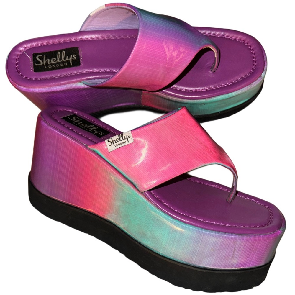 🔥HP🔥Shellys London for Dolls Kill Purple Ombre Klub Platform Wedges - Picture 12 of 13